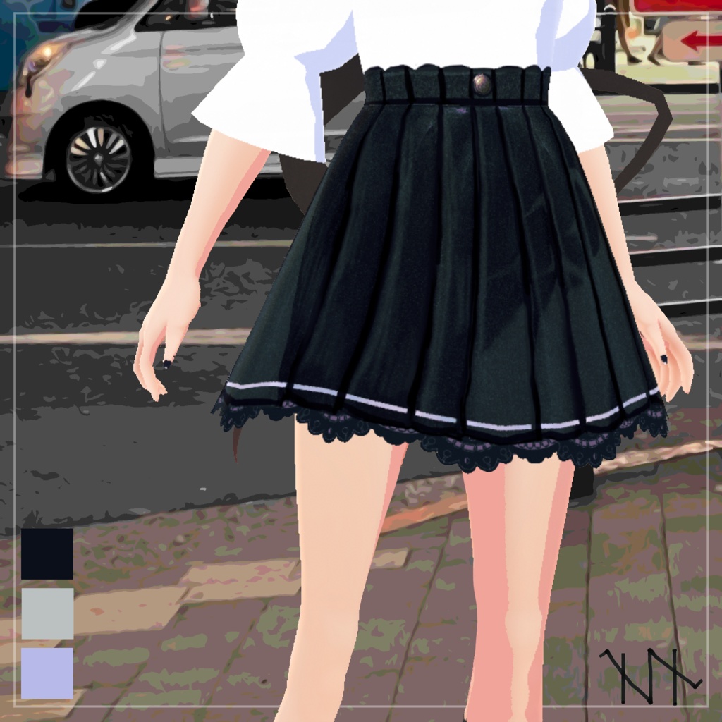 【VRoid】レザープリーツ /Leather Skirt