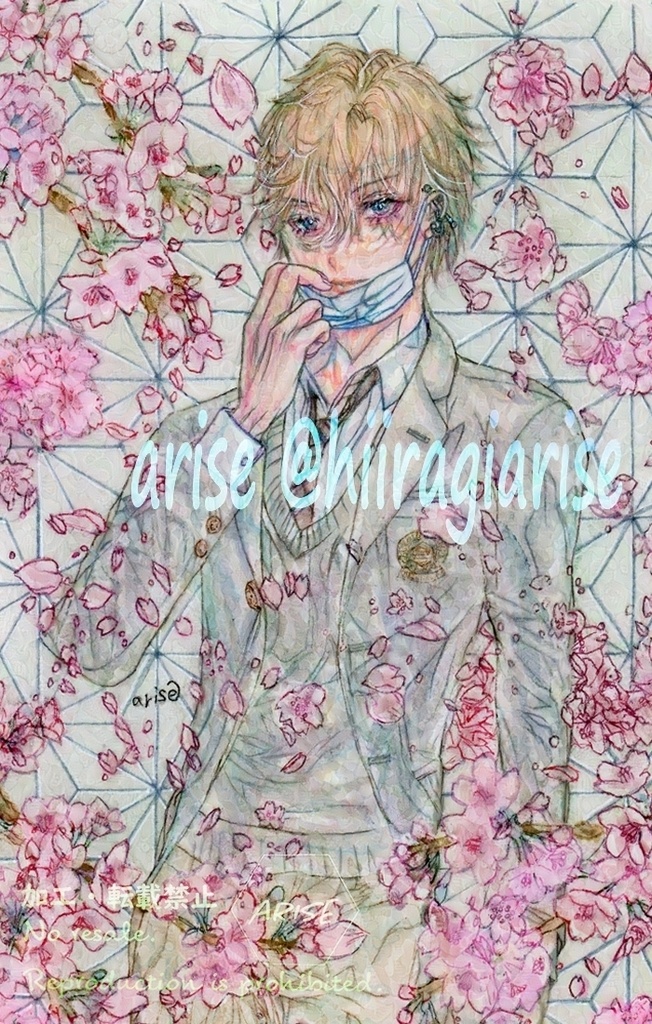 『桜舞う - green color -』額装原画