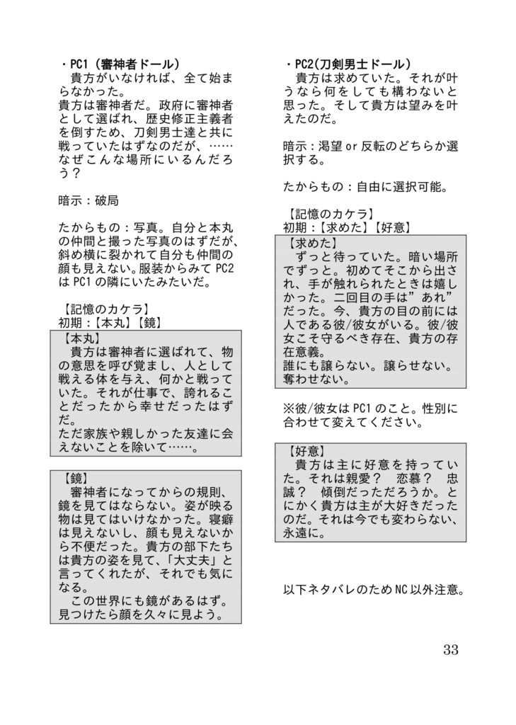 非公式とうらぶネクロニカ『落花奇譚』