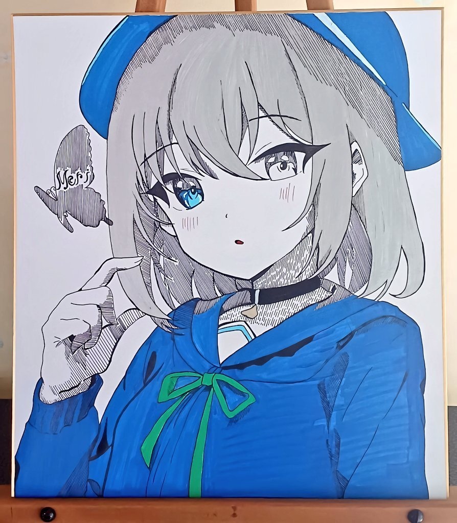 『灰色の瞳に写る世界』色紙イラスト24.2×27.2mm