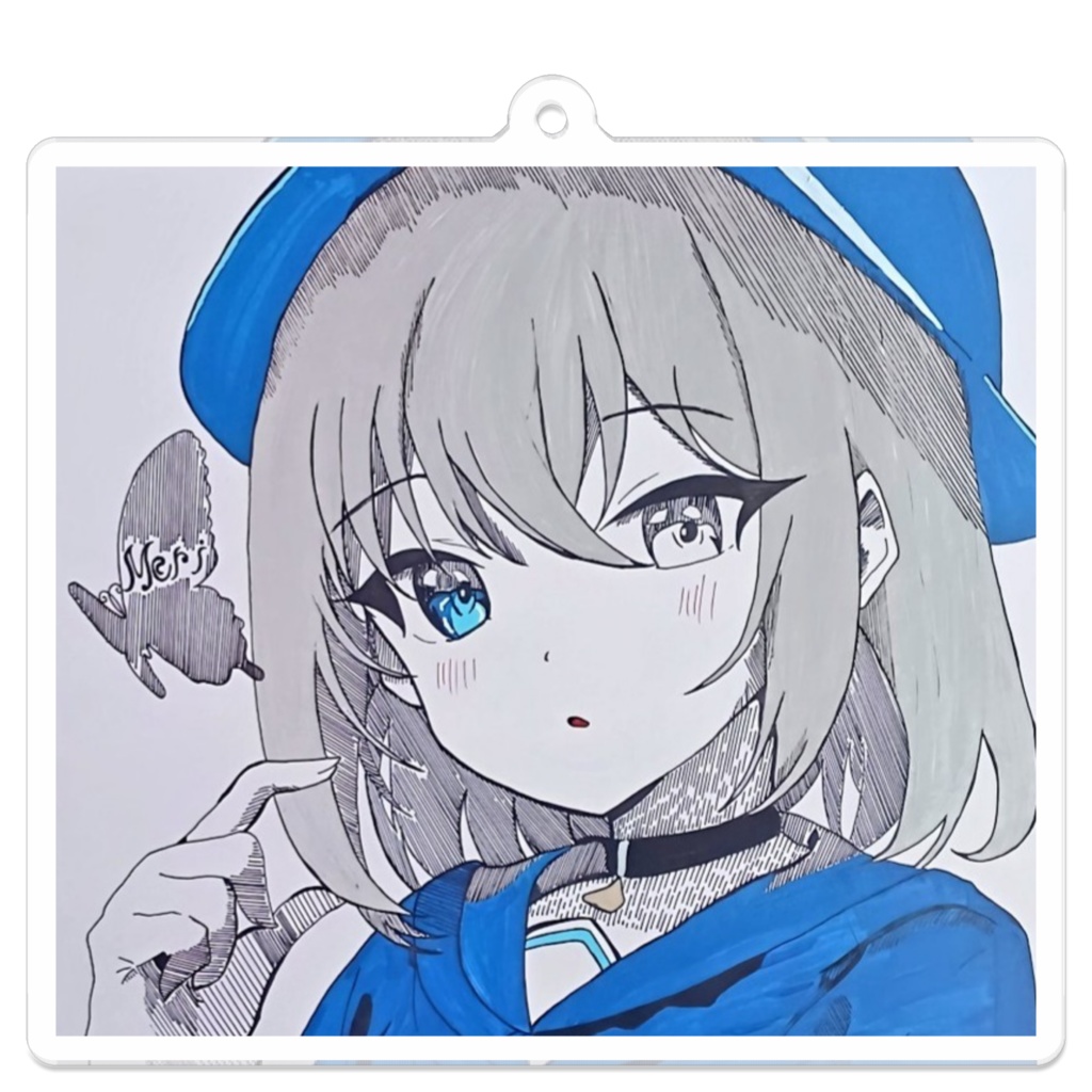 『灰色の瞳に写る世界』アクキー70×70(mm)