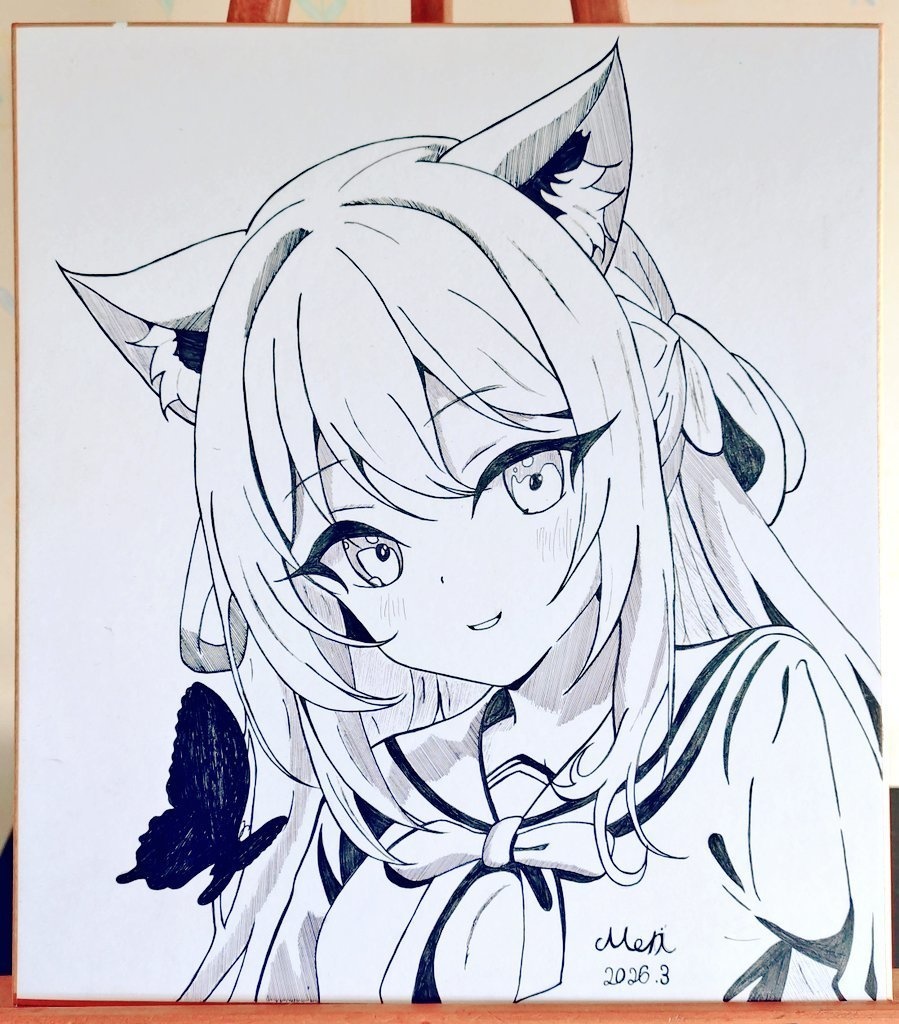 『地元の守り神様』色紙イラスト