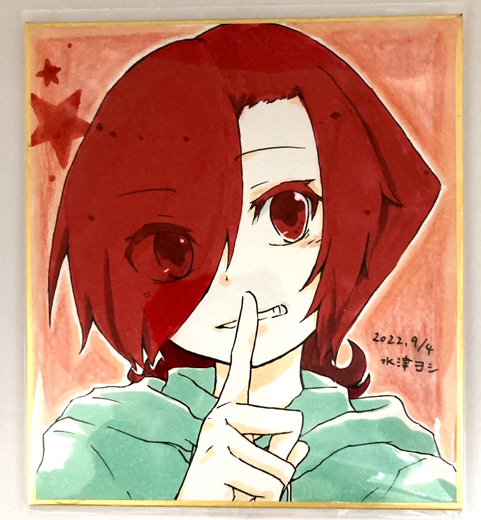 【色いろ！】赤　ミニ色紙　原画