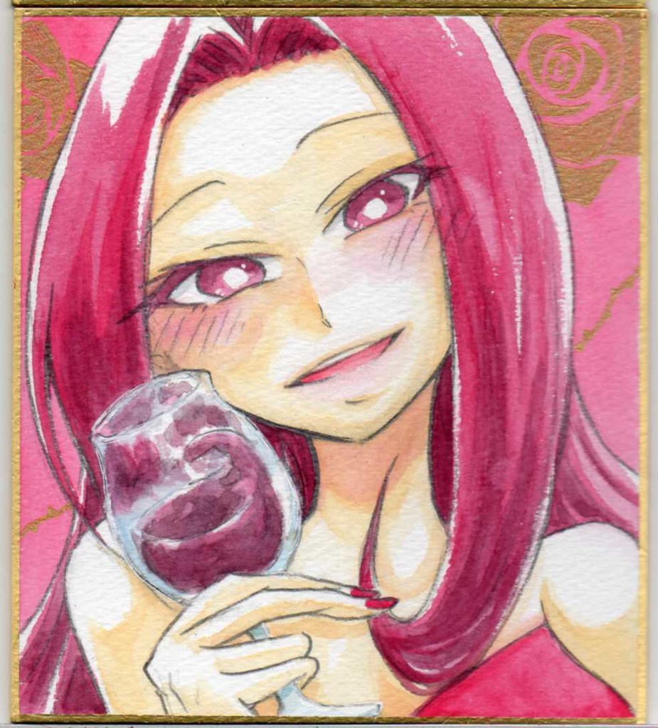 【ミニ色紙】お酒擬人化　赤ワイン　