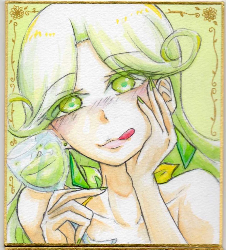 【ミニ色紙】お酒擬人化　白ワイン　