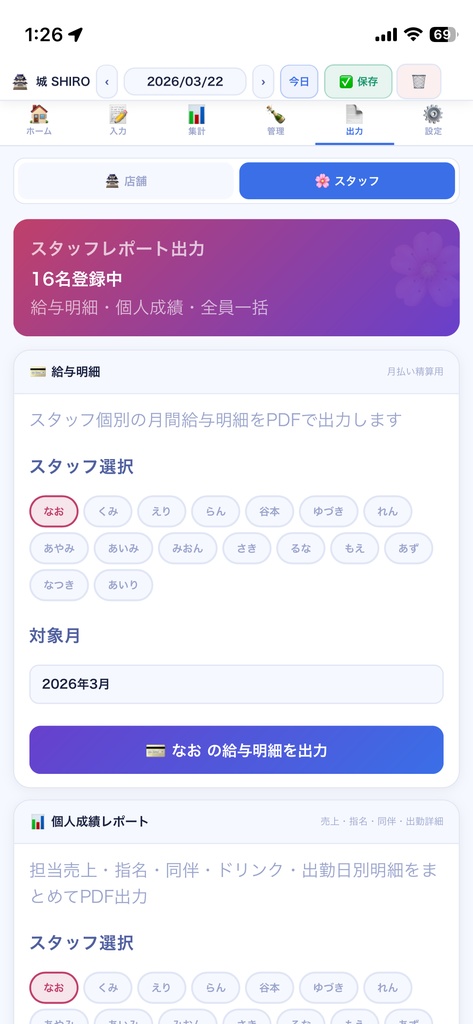 城SHIRO|小箱オーナーが自作した、ナイトクラブ専用日次管理ツール