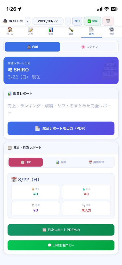 城SHIRO|小箱オーナーが自作した、ナイトクラブ専用日次管理ツール