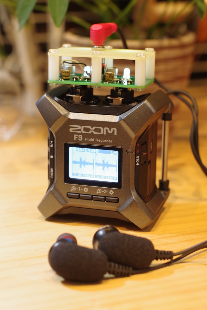 ZOOM F3 でECMステレオバイノーラルマイクを使えるようにするアダプタ