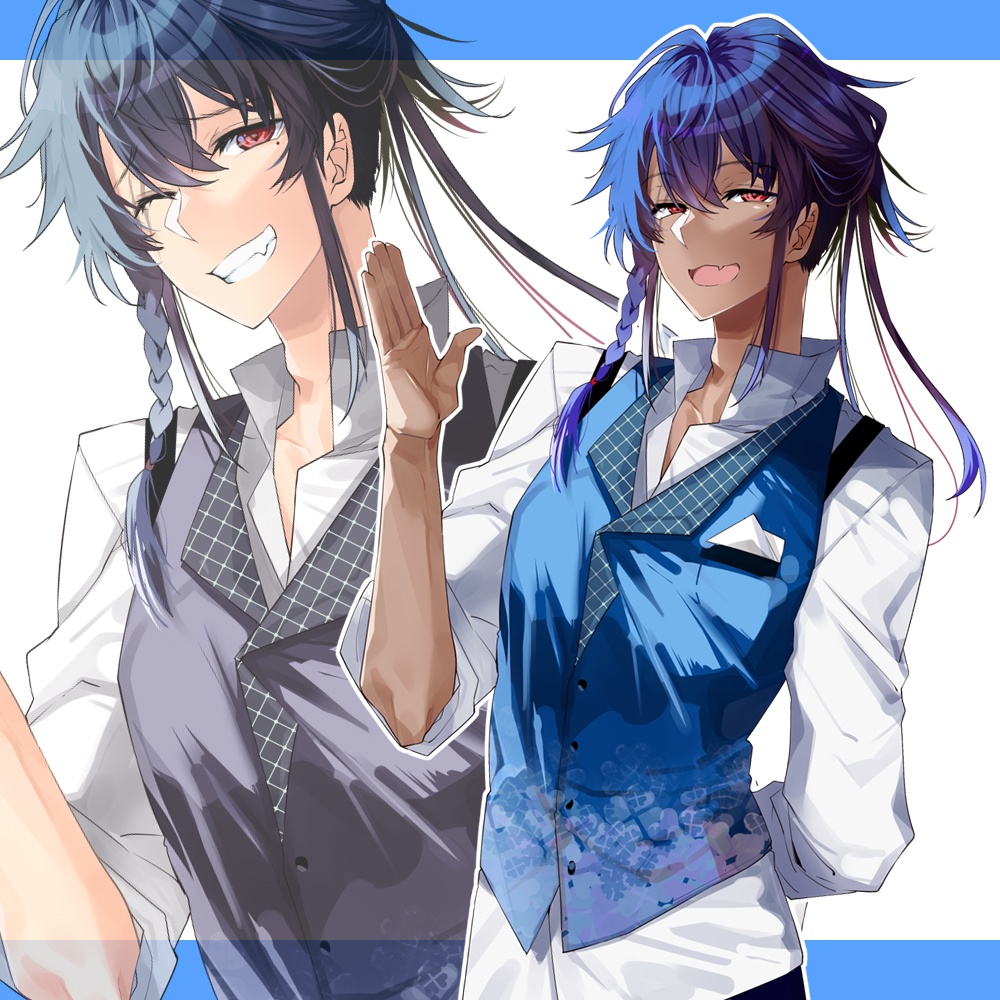青髪褐色♂