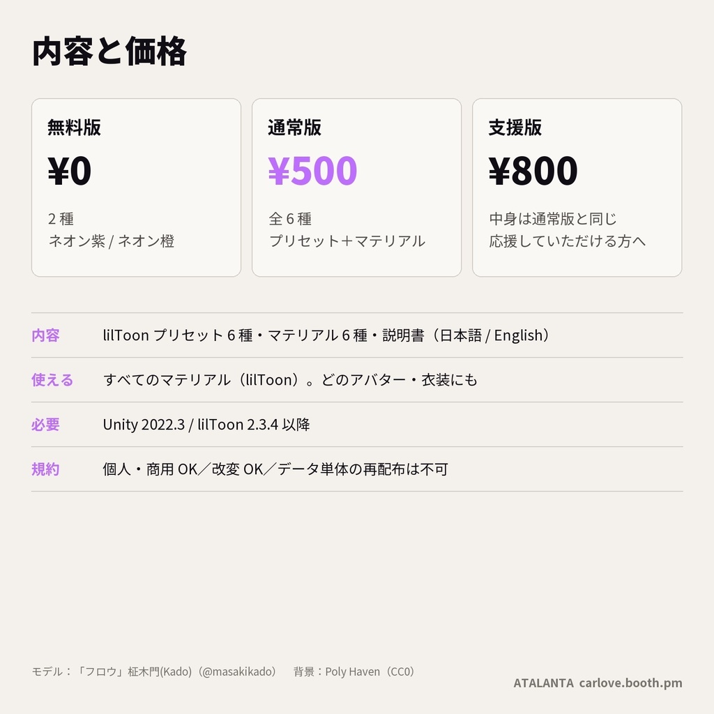 【lilToon・汎用】影絵シルエット|全身が影になり、ふちだけネオンに光る 6種【無料版あり】