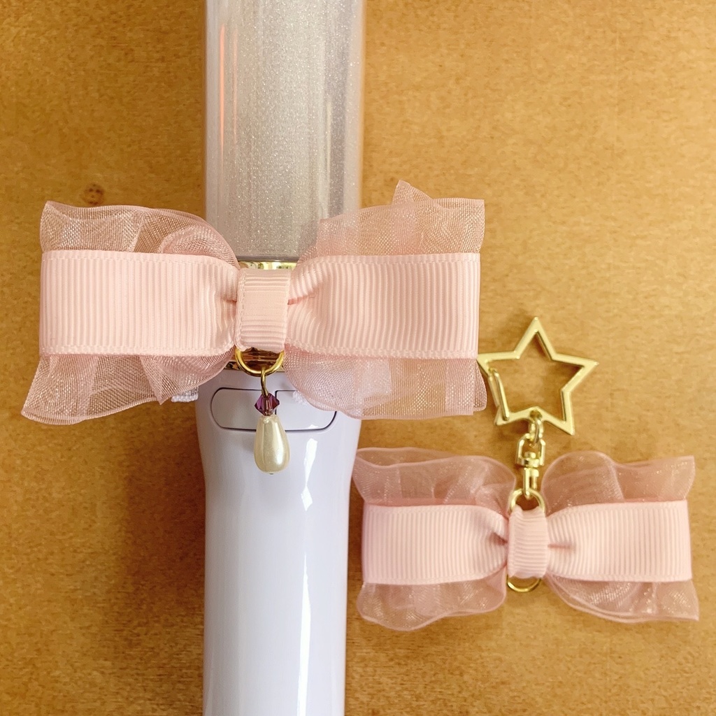 ウサ耳缶バッジロゼット キンブレリボン バッグチャーム ピンクセット