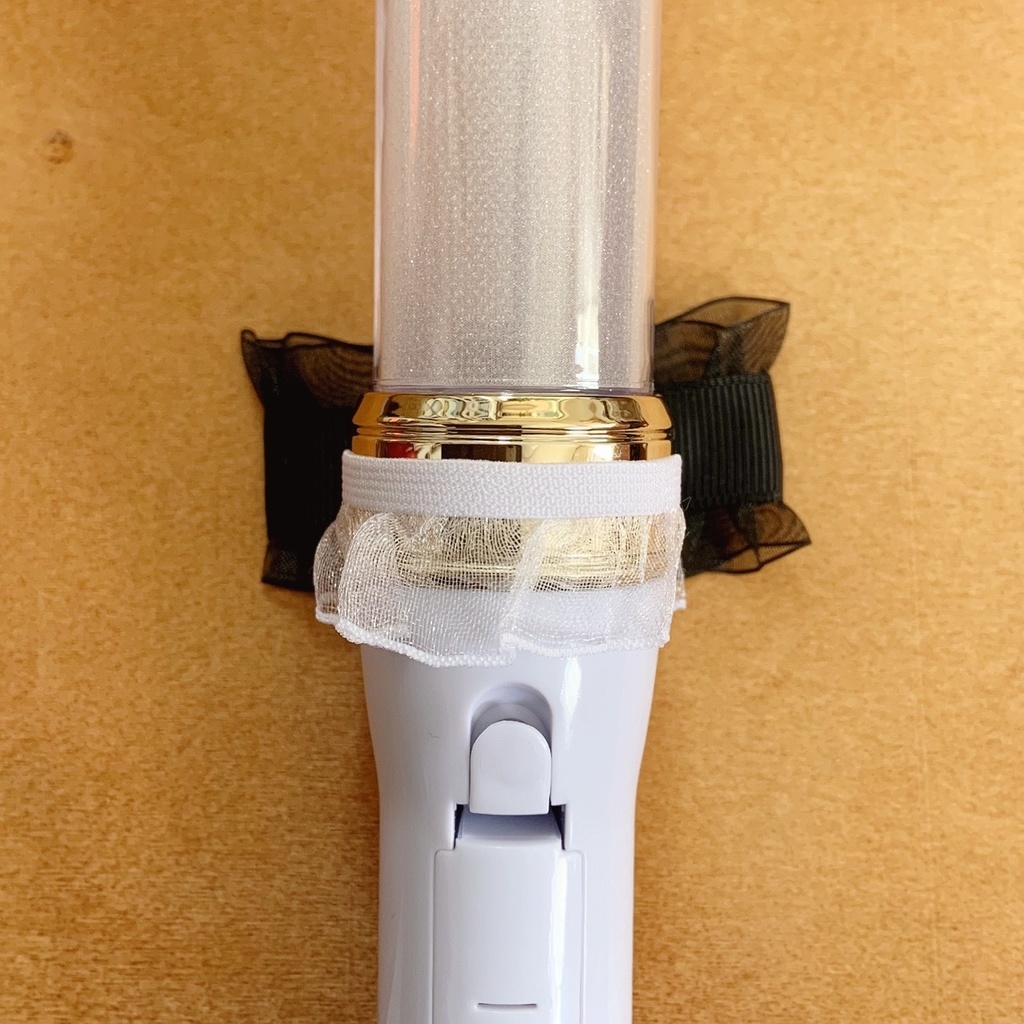 うさ耳缶バッジロゼット キンブレリボン バッグチャーム ブラックセット