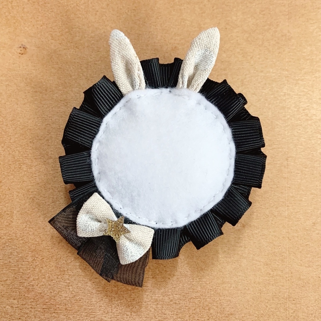 うさ耳缶バッジロゼット キンブレリボン バッグチャーム ブラックセット