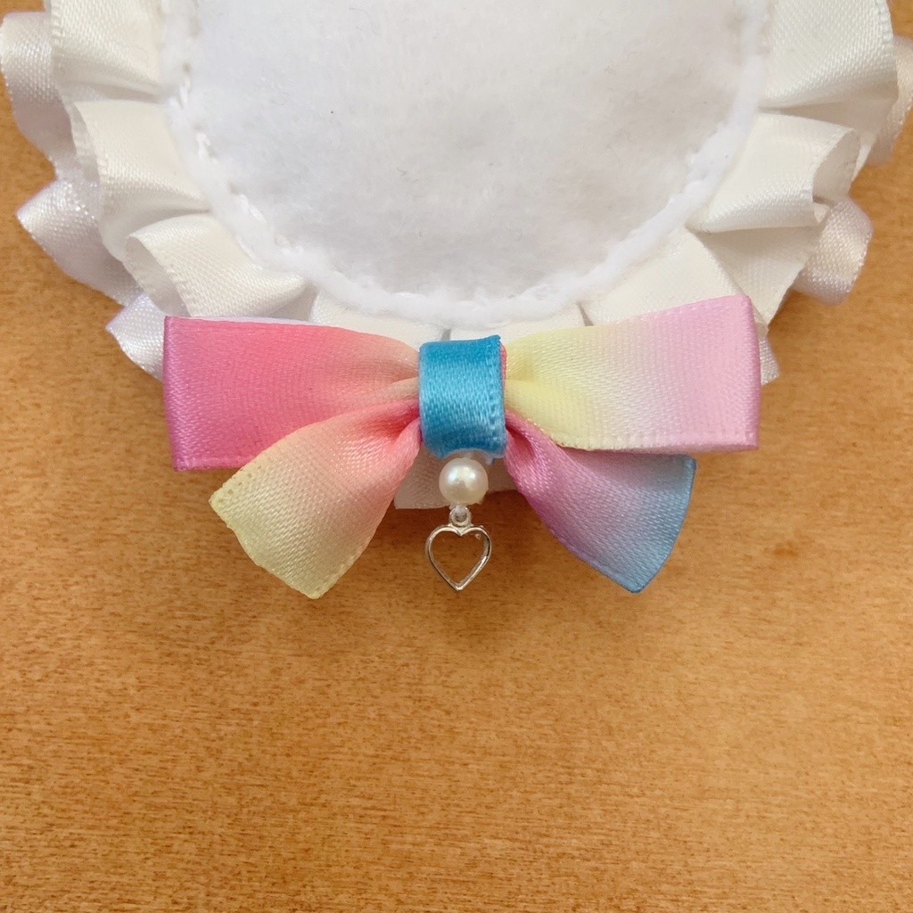 天使の羽 缶バッジロゼット ホワイトカラー シフォン