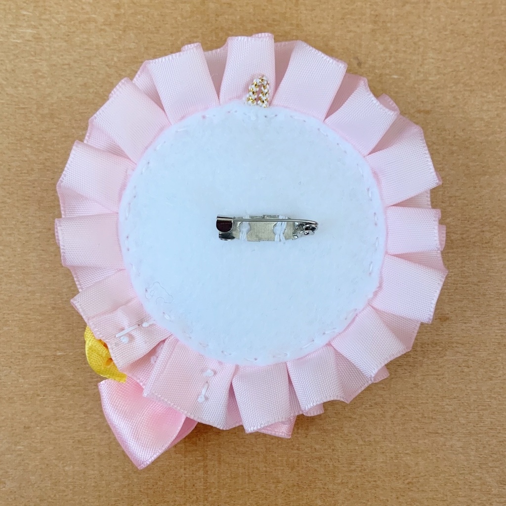 缶バッジロゼット キンブレリボン セット プリンスピンク ローズ ビジュー