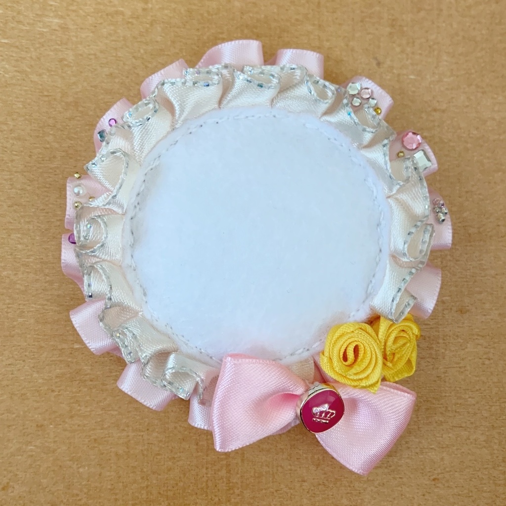 缶バッジロゼット キンブレリボン セット プリンスピンク ローズ ビジュー