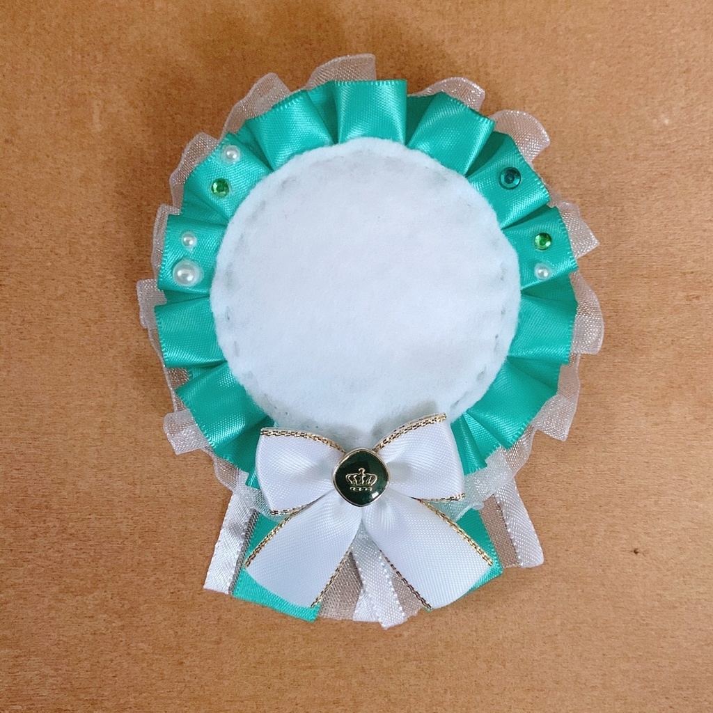 缶バッジロゼット キンブレリボン セット グリーンカラー プリンス ビジュー