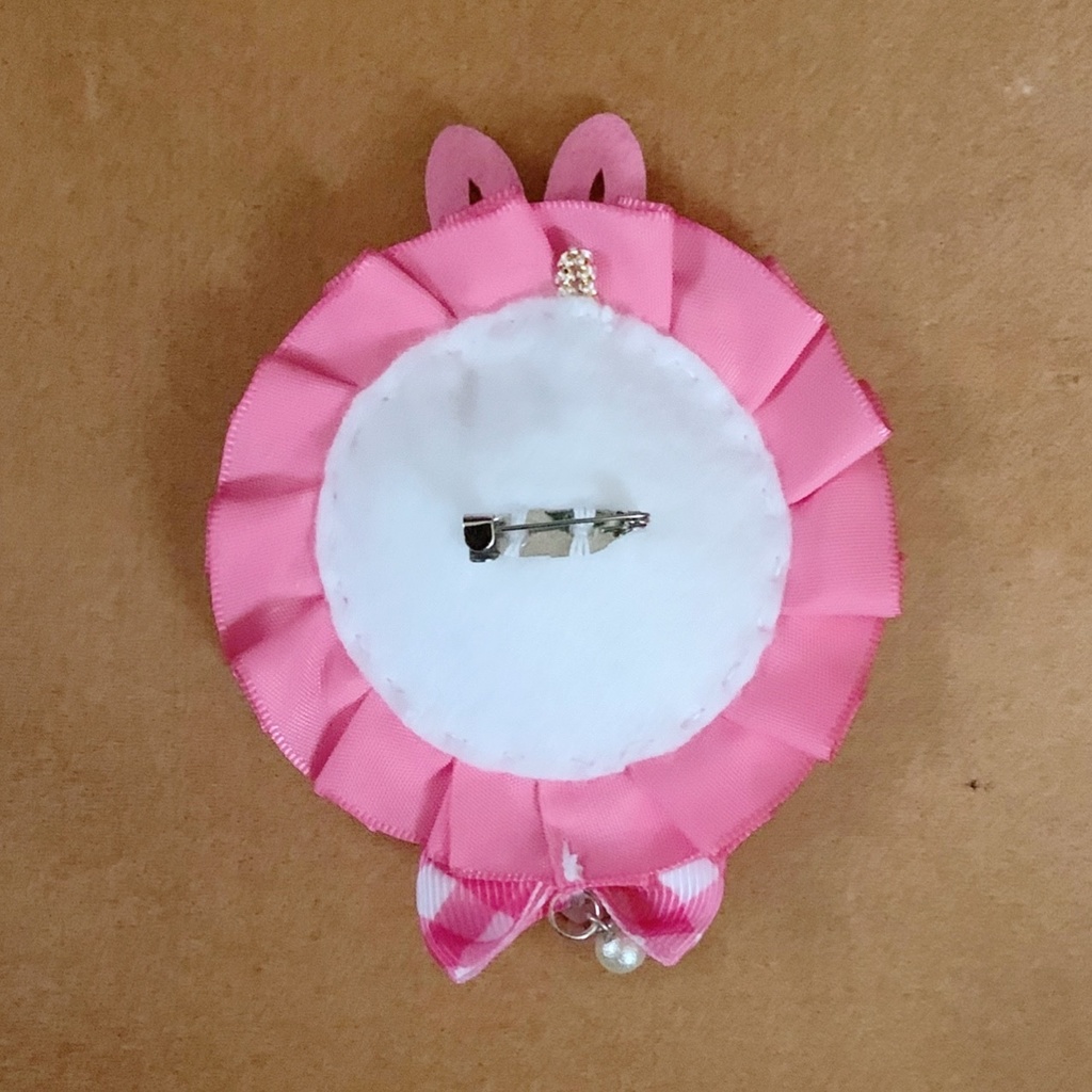 缶バッジロゼット キンブレリボン セット ゆめかわピンク うさ耳 チェック