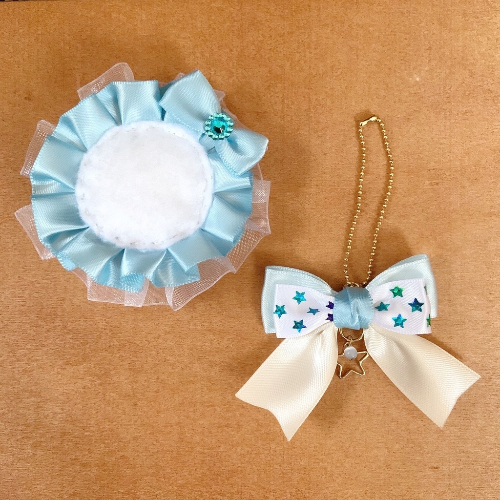 缶バッジロゼット バッグチャーム セット ブルーカラー スター