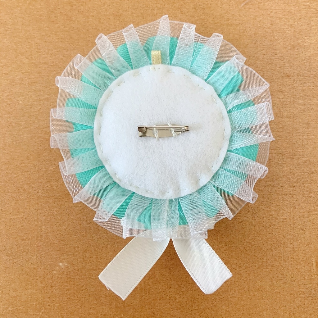 缶バッジロゼット バッグチャーム セット グリーンチェック ハート