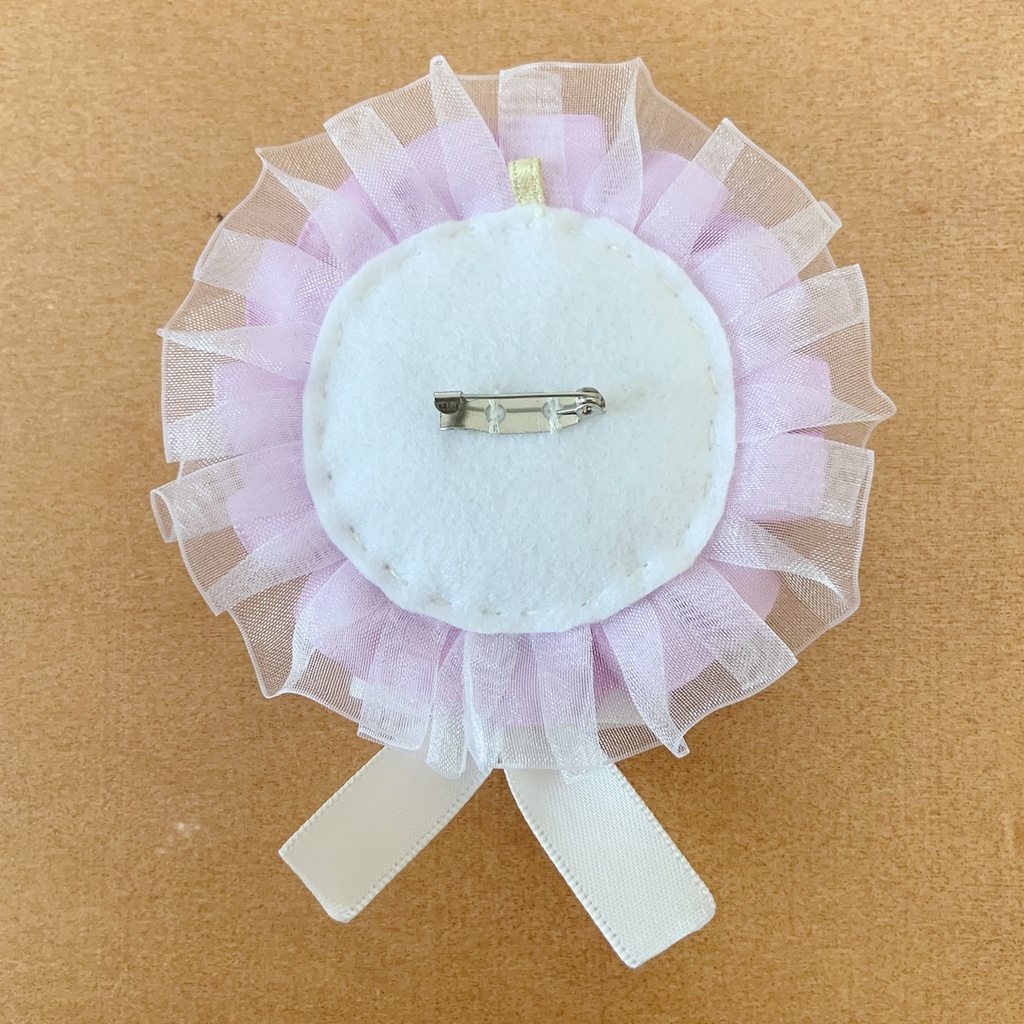 缶バッジロゼット バッグチャーム セット パープルチェック ハート