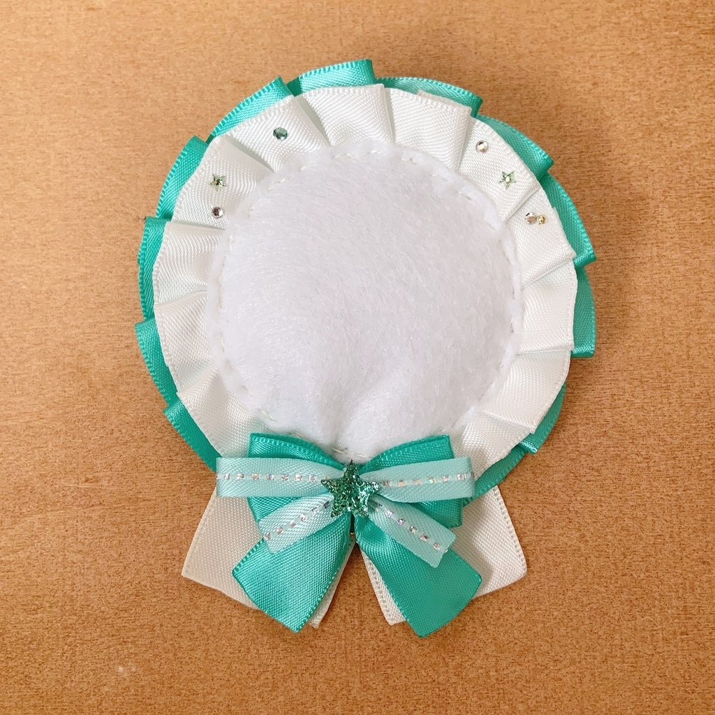 キーホルダーも付けられる 缶バッジロゼット キンブレリボン グリーンスター