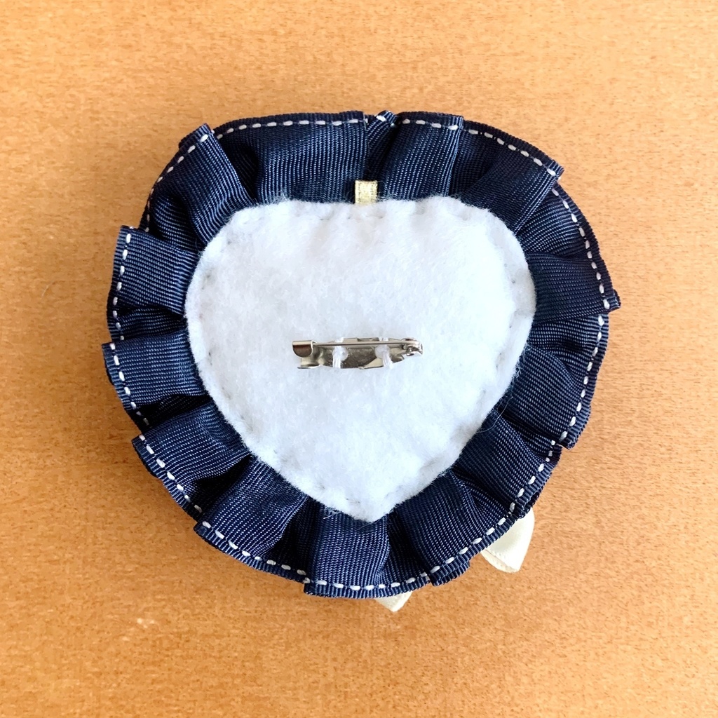 ハート缶バッジロゼット キンブレリボン ブルーチェックセット