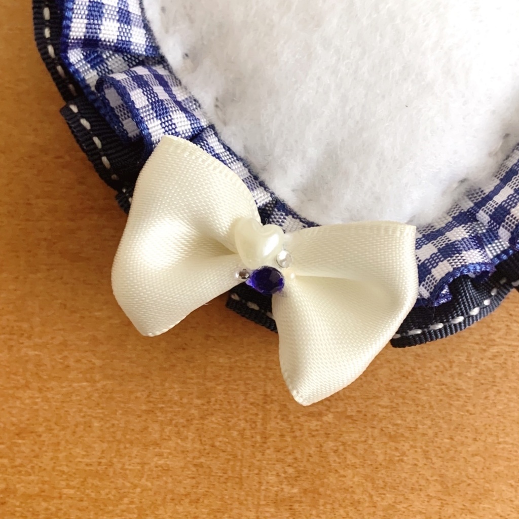 ハート缶バッジロゼット キンブレリボン ブルーチェックセット