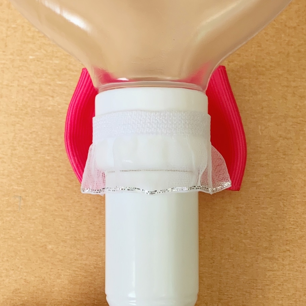 うさ耳缶バッジロゼット キンブレリボン ブラック × ピンク 王様セット