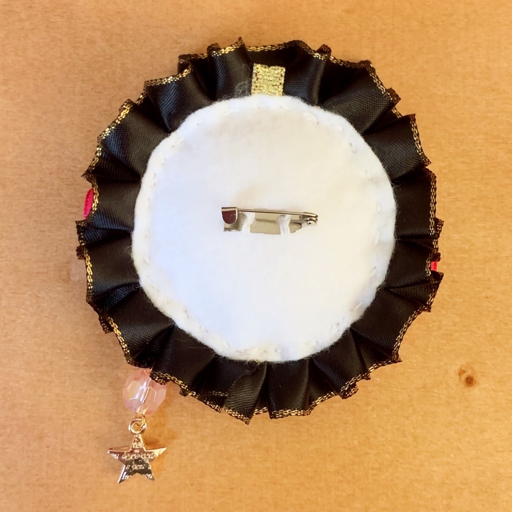 うさ耳缶バッジロゼット キンブレリボン ブラック × ピンク 王様セット