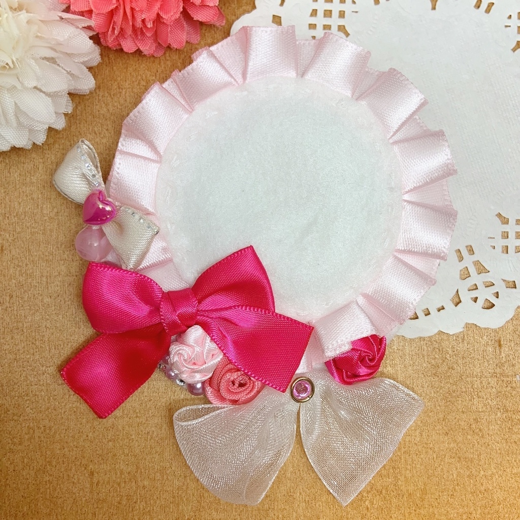 缶バッジロゼット ピンクカラー ローズ ブーケ