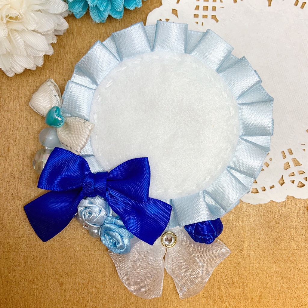 缶バッジロゼット ブルーカラー ローズ ブーケ