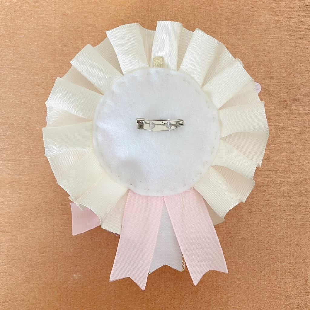 天使の羽 缶バッジロゼット キンブレリボン ピンクチェックセット