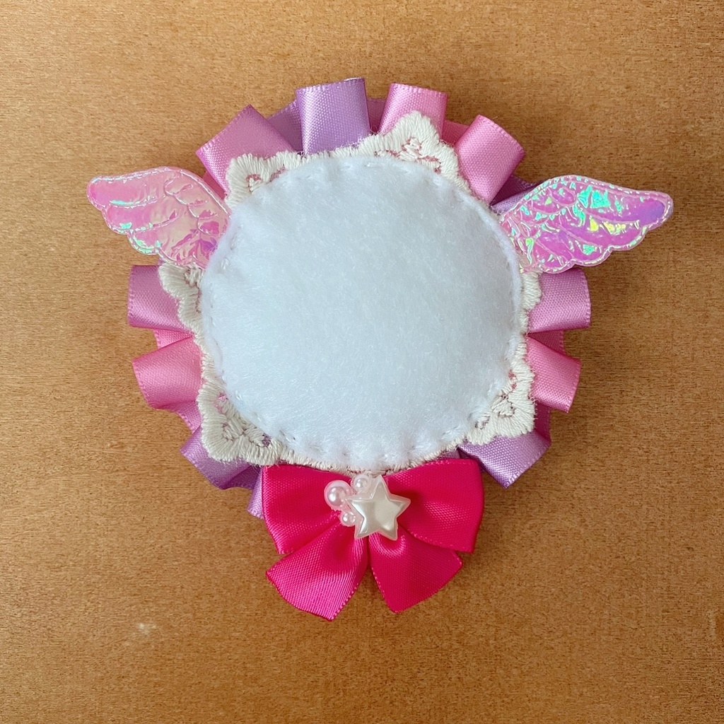 天使の羽根 バッジロゼット カードケース ピンク スターライト