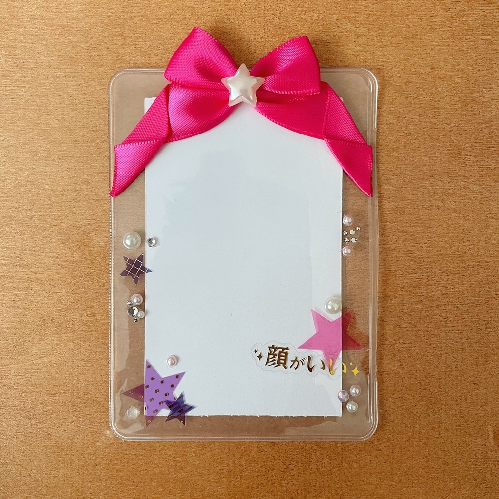 天使の羽根 バッジロゼット カードケース ピンク スターライト