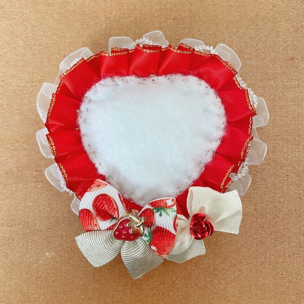 ハート缶バッジロゼット キンブレリボン レッドチェック 苺セット