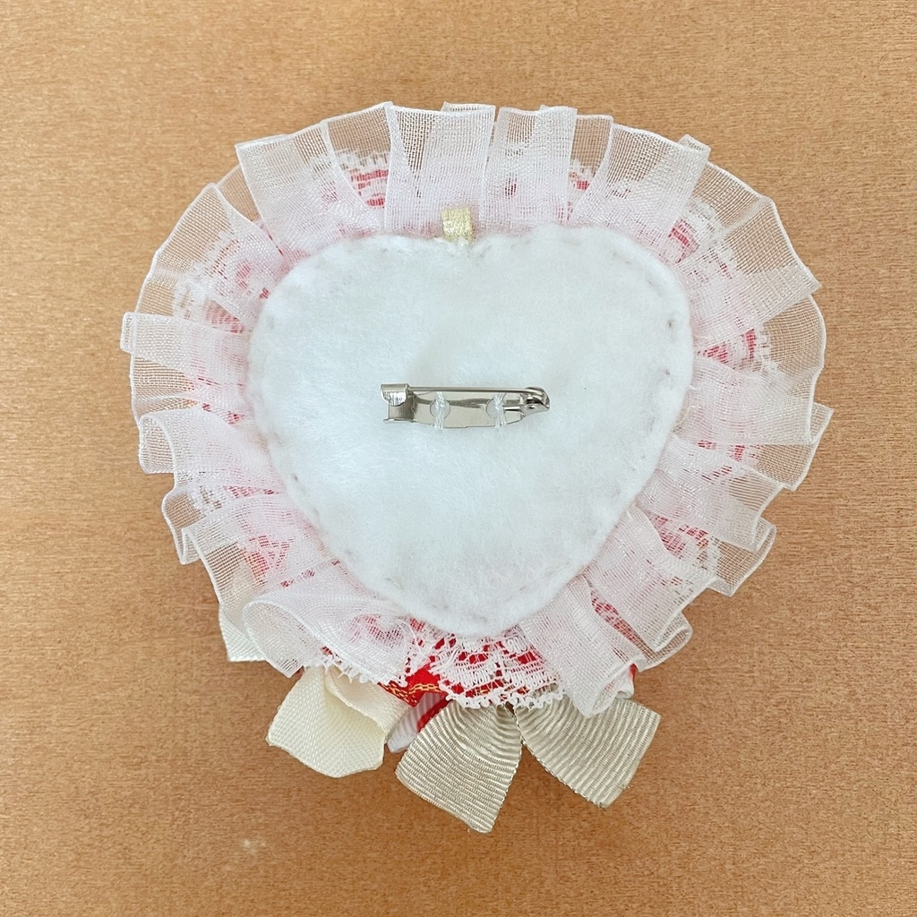 ハート缶バッジロゼット キンブレリボン レッドチェック 苺セット