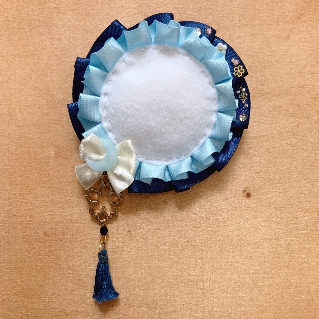 缶バッジロゼット ブルー × ネイビー 月花浪漫