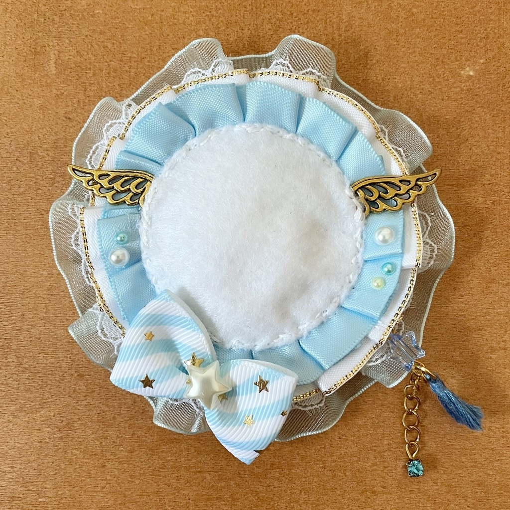 天使のはね 缶バッジロゼット シュガーブルー パール スター