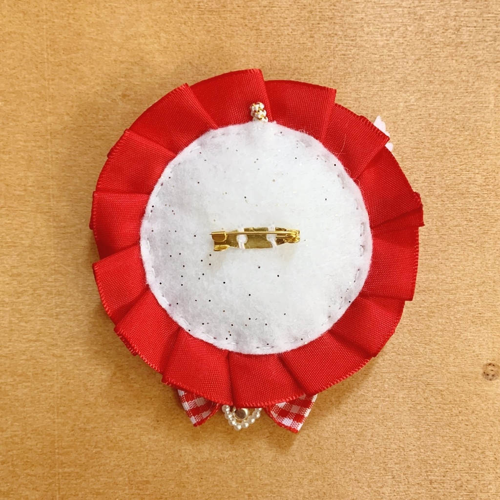 缶バッジロゼット キンブレリボン バレッタ セット 天使レッド