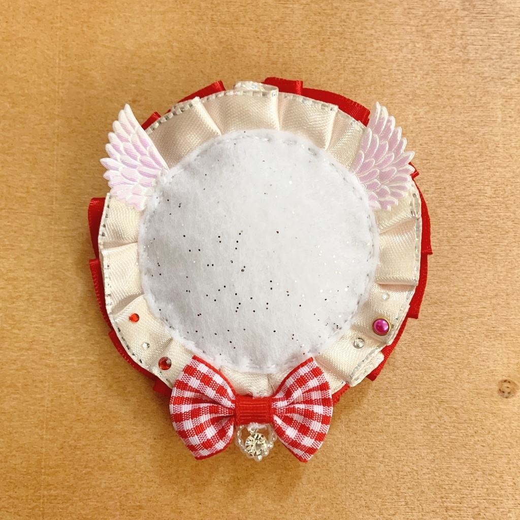 缶バッジロゼット キンブレリボン バレッタ セット 天使レッド