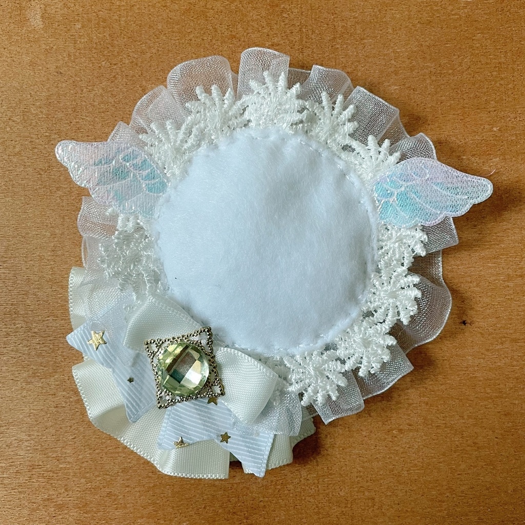 天使の羽根 缶バッジロゼット キンブレリボン 缶バッジカバー ホワイト セット