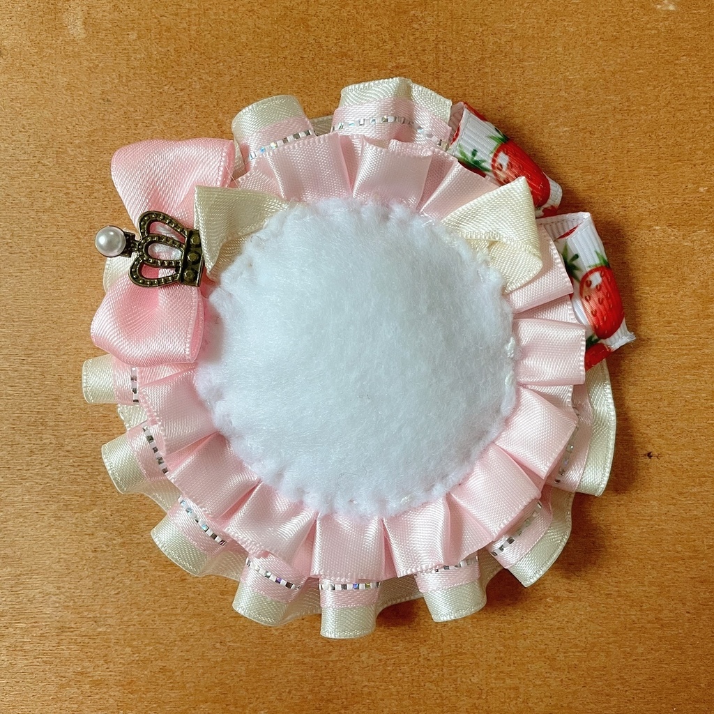 ネコ耳 缶バッジロゼット キンブレリボン 缶バッジカバー ピンク 苺 セット