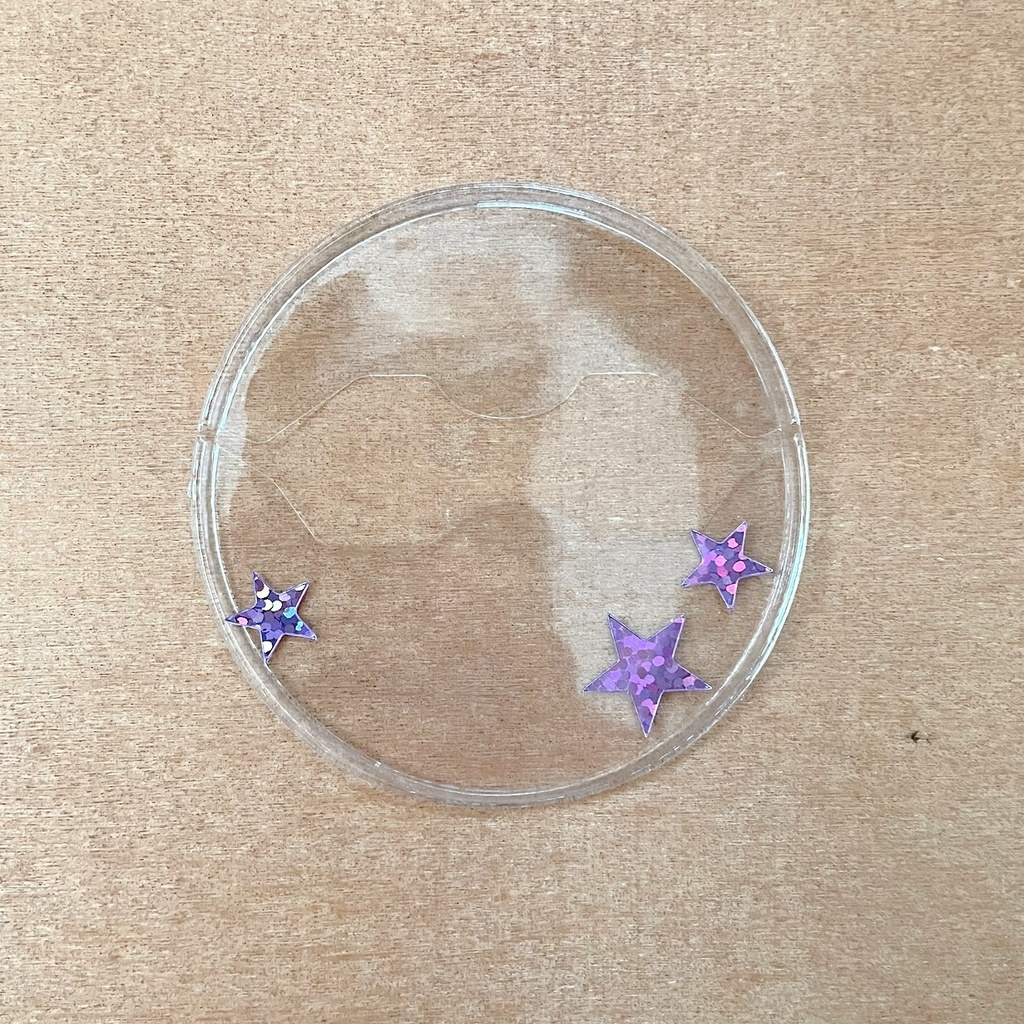 缶バッジロゼット デコカードケース 缶バッジカバー パープル ブルー セット