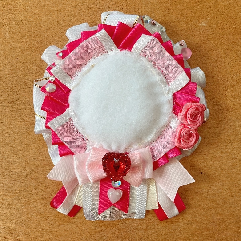 缶バッジロゼット デコカードケース 缶バッジカバー ピンク ローズ セット