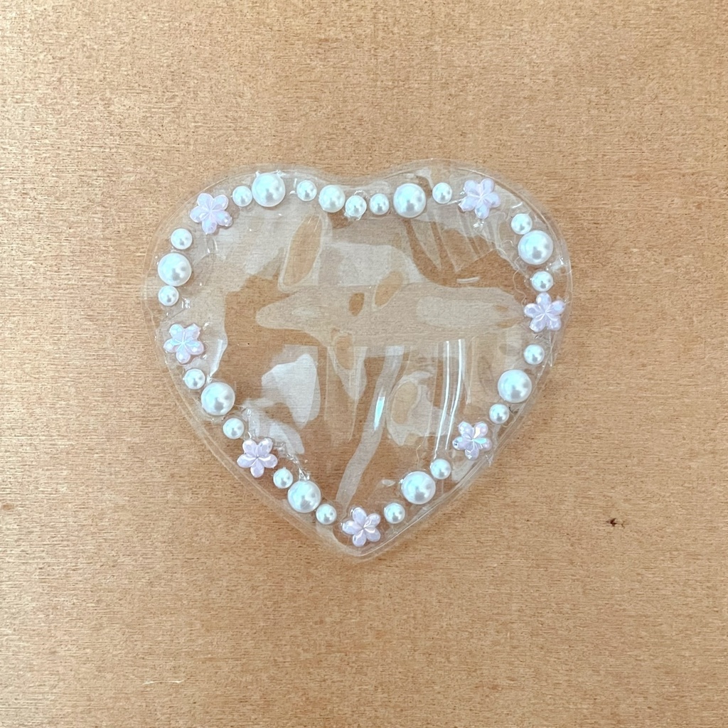 天使の羽根 ハート缶ロゼット カードケース 缶バッジカバー パープル セット