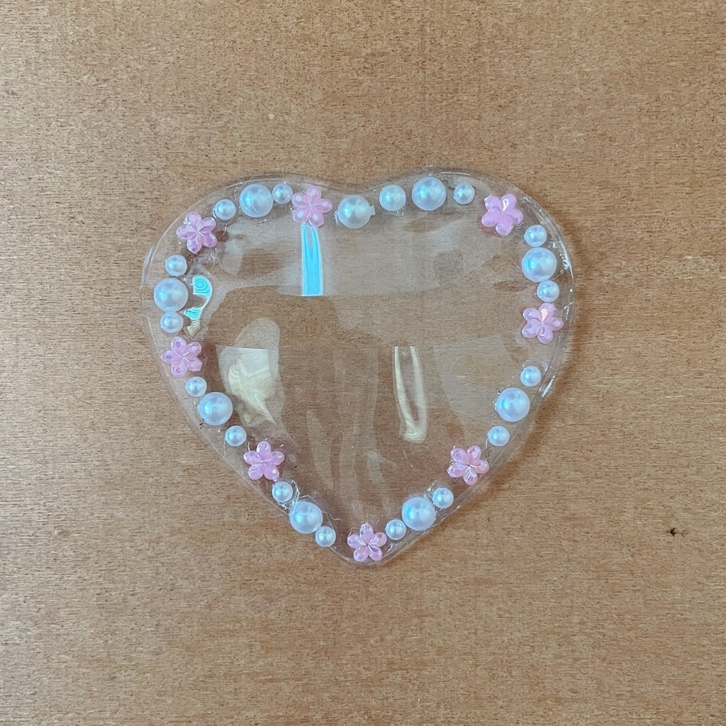 天使の羽根 ハート缶ロゼット カードケース 缶バッジカバー ピンクローズ セット