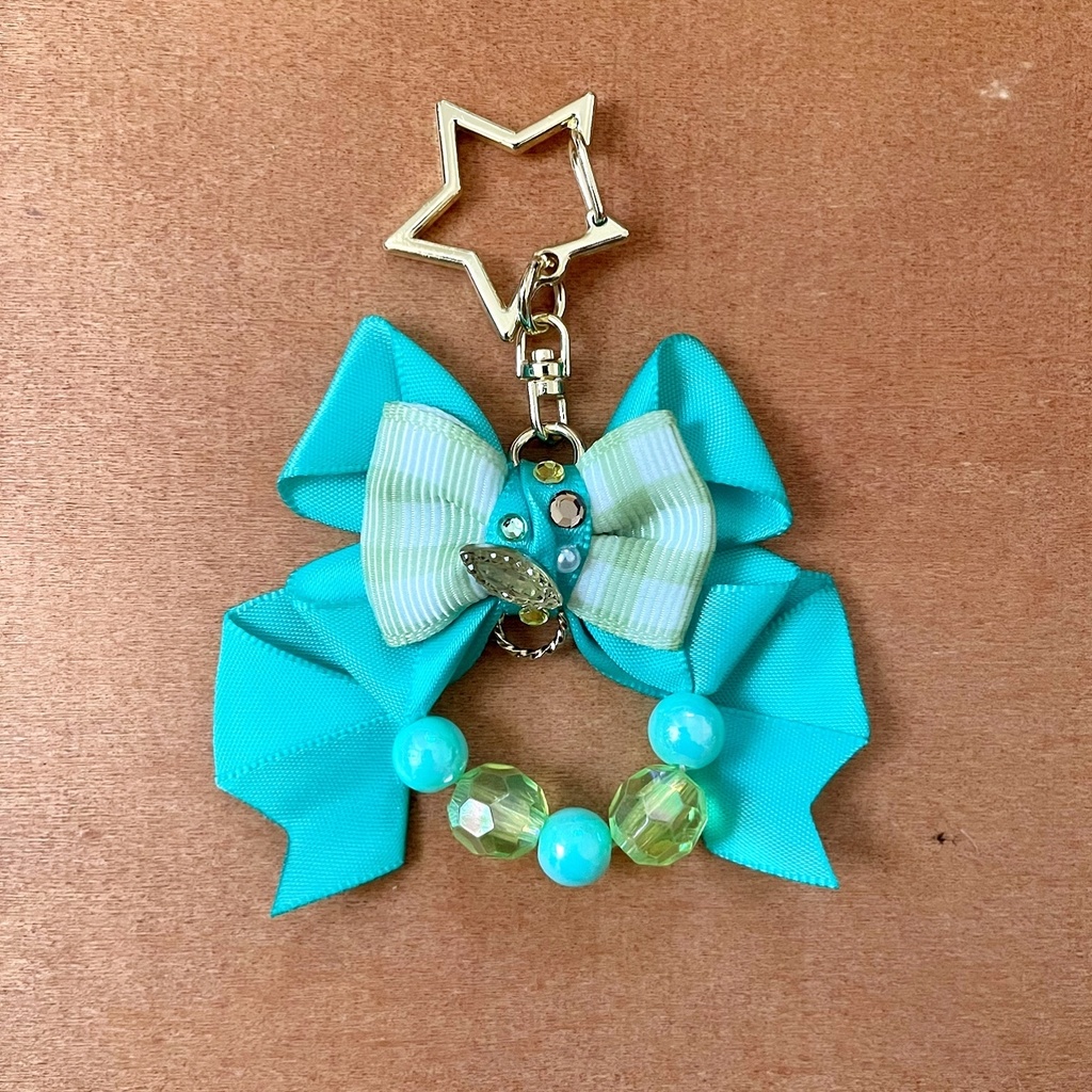 缶バッジロゼット カードケース バッグチャーム グリーン チェック セット