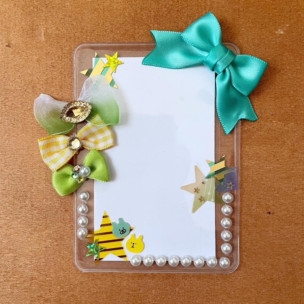 缶バッジロゼット カードケース バッグチャーム グリーン チェック セット