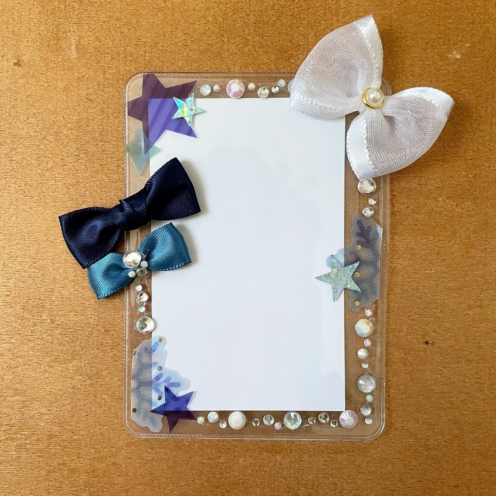 缶バッジロゼット カードケース バッグチャーム ネイビー 雪の結晶 セット